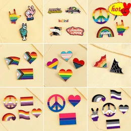 3-6PCS LGBT Rainbow Enamel Pins Metal Heart Flag Flag Duma Odznaki broszki Gys Les płaszcz worka dekoracja biżuterii