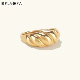 DPLAOPA 925 Sterling Silver Gold Croissant Dome Ring Women Luxury Jewelry Screw Fine Jewelry Fashion Round Wedding Jewels 231221