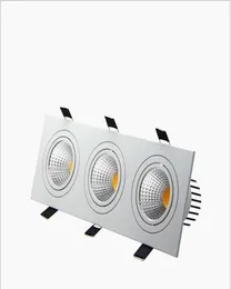 Infälld LED Dimble Downlight 3 Head Square LED Down Lights COB 15W21W30W36W Spotlight Taklampa AC85265V LED PUCK LIGHTS3811811