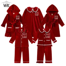 Toddler Baby Boys Girls Velvet Christmas Pajamas Set Kids Winter Holiday Ubrania garnitur Dodaj swoją nazwę SMS -y do snu Dostosowana 231220