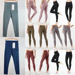 Outfit Lu allinea Lu Lady Yoga Legging Nudo Sport High Rise Pants Tasche elastiche Fitness Sude Sude Sudeless Seamless Scrunch Workout Stremer stretto