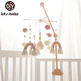 Baby Wooden Bed Bell Bracket Rainbow Pendant Hanging Rattle Toys 0-12 Months Baby Crib Mobile Holder Arm Bracket Infant Gifts 231221