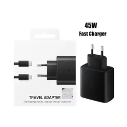 Samsung PD 45W充電器Galaxy S20 S21 S22 S22 S23 ULTRA/ NOTE10/ NOTE 10 PLUS 20 POWER ADATPER 5A US EU box Quick Quick Charger