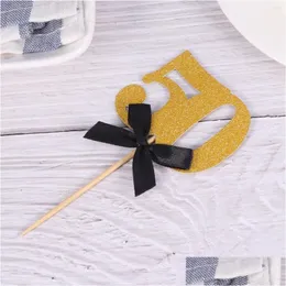 Diğer Festival Parti Malzemeleri Doğum Günü 80th Cupcake Topper Kek 50. Dekorasyonlar Yıldönümü Po Dekor Booth Props Stick Favor Dhech