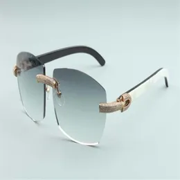 Fabriksdirekte stor ram Enkla lyxiga solglasögon Fulla diamantglasögon T4189706-B6 Luxury Frameless Natural Mixed Horn Temp2825