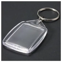 50 Pcs Clear Acrylic Plastic Blank Keyrings Insert Passport Po Keychain Keyfobs Keychian Key Chain Ring232f