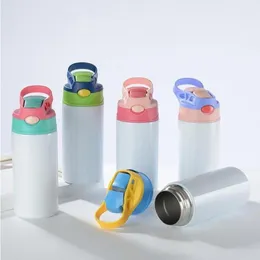 Bottiglia d'acqua per bambini a sublimazione con coperchio in cannuccia 350 ml Tazza sippy a sublimazione in acciaio inossidabile da 12 once per bambini Bicchieri portatili Ighks