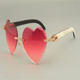 2019 - продажа резных солнцезащитных очков в форме сердца, модные высококачественные солнцезащитные очки с бриллиантами серии из натурального рога, 8300686-A, размер 211k