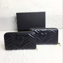 Frauen Brieftasche Schwarz Zick Zack Brieftaschen Kreditkarte Halter Leder Langes Reißverschluss Marmont Münzgrundstück Mode Liebeskupplung Wallets260S