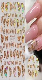 1pc Holographische 3D Schmetterling Nail art Aufkleber Klebe Sliders Bunte DIY Goldene Nagel Transfer Abziehbilder Folien Wraps Dekorationen2251446