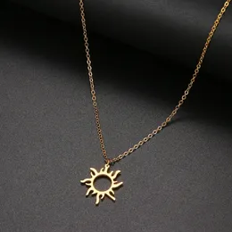 DOTIFI 316L Stainless Steel Necklace Plated Ethnic Sun Totem Pendent Necklaces For Charm Women Birthday Party Fashion Jewelry 231221