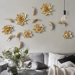 European Resin Flower Wall Decoration Crafts Hanging Livingroom TV Background Home 3D Sticker Mural Ornaments Artwork 231220