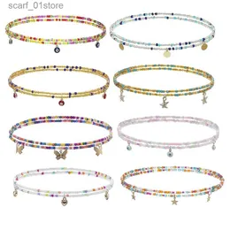 Waist Chain Belts Bohemian Mixed Colors Rice Beads Belly Chain Heart Shell Star Pendant Stretch Waist Chain For Women Charm Bo Bikinis JewelryL231221