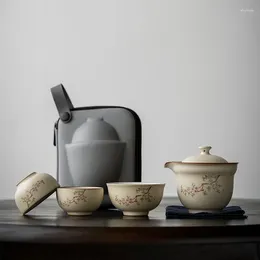 TEAWARE SETS TEAPOT OCH TEACUP SET Kit Hushåll Tea Making Travel Teaset Outdoor Portable Bag Chinese Supplies 1 Bowl 3 Cup