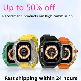 Dla Apple Watch Band Smart Watch Transparent Case Iwatch Ultra Series 8 49 mm Screen Silicagel Fashion Watch Case Multifunkcja Smart Watches Akcesoria