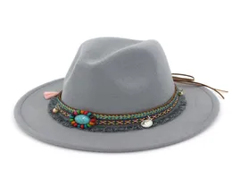 Ethnic Style Band Decoration Felt Jazz Hat Fedora Panama Flat Brim Formal Hats Oktoberfest Fedoras Trilby Chapeau7646984