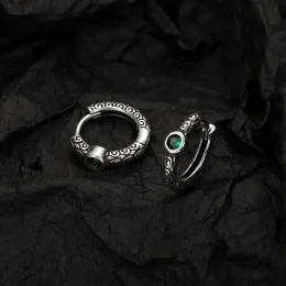 Padrão vintage tailandês 14k ouro branco clipe de orelha nicho na moda frio verde zircônio brincos femininos bonitos