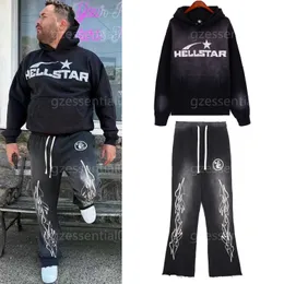 Mens Hellstar Hoodie için Tasarımcı Hoodies Yeni Vintage Yıkalı Kapşonlu Takım Uzun Kollu Sweatshirt Pantolon Yüksek Sokak Hip Hop Hellstars Kadın Sweaters Hoody Hoodys