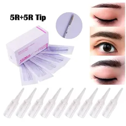 Tipps Gute Qualität 100 Stück 5R-Nadeln und 100 Stück 5R-Nadelkappen für Permanent Make-up Traditionelle Tattoo-Nadeln Unabhängiges Paket