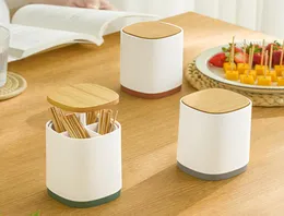 Home Toothpick Box Cotton Swabs Holder Tooth Pick Automatic Dispenser Press Can Living Room Table Accessories Bud Container4754218