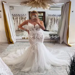 Elegant dröm Merrmaid Wedding Dress 2024 Sexiga spaghettigrem