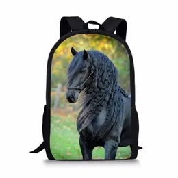 أكياس مدرسية 2021 Fashion Horse 3D Print for Teenager Boys Girls Primary Kids Backpack Back Student Bag Bag Satchel Mochila Infantil282t