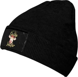 Berets Dont Be A Salty Heifer Knit Cap For Men Women Winter Warm Beanie Hatblack