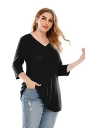 T-shirt JHBeute primavera manica lunga donna allentata lunga chic camicetta nera autunno 2021 pendolari donna taglie forti top oversize maglietta casual