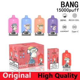 Original Bang bang vape king 15000 puff Disposable e hookah cigarette With Verified Code puff 15000 0% 2% 3% 5% Rechargeable Battery 20ml Device Vape thick pens green ecig