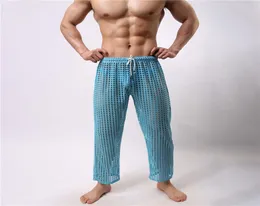 Novos homens longos Johns Underpants Moda Mesh Undershirt Hollow Out See através de roupas de noite respiráveis ​​Sexy Sleepwear Robe Bathing Robe Gay 6618984