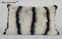 MSSOFTEX Natural Rex Kürk Yastığı Kılıfı Chinchilla Tasarımı Gerçek Kürk Yastık Kapağı Yumuşak Yastık Kapak Evleri Dekorasyon14526777