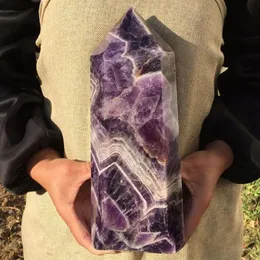 2 5 kg große Größe natürlicher Traum Amethyst Quarz Obelisken Großer Kristallstabspunkt Healing Fengshui für Home Decoration173Q