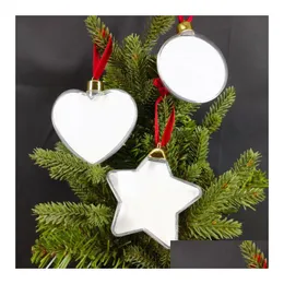 Juldekorationer sublimering xmas boll platt plast MDF Insert tomma för anpassad tryckträddekoration av Ocean Drop Del Dhlav