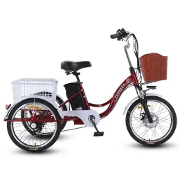 Batteria al litio triciclo a 3 ruote per adulti 12a con cesto tiro da 350 w da 20 pollici da 20 pollici triciclo per bici elettrico massimo 20 km/h