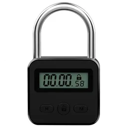 Zamki zamki zamki metalowy blokadę zegarową wyświetlacz lcd wyświetlacz wielofunkcyjny czas elektroniczny 99 godzin maksymalny czas naładowania USB Padlock timer 230314