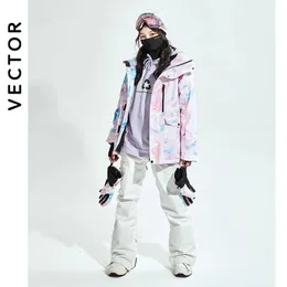 VECTOR Uomo Donna Giacca da sci Pantaloni da sci Inverno caldo antivento Impermeabile Sport all'aria aperta Snowboard Cappotto da sci Pantaloni 231220