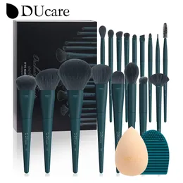 DUcare Kits de pinceles de maquillaje profesional Cabello sintético 17 piezas con herramientas de limpieza de esponja Almohadilla para cosméticos Fundación Sombra de ojos 231220