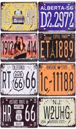 Route 66 Numero di automobile Licenza Pittura in metallo Segno Vintage Francia USA Brasile Messico Targa in metallo Retro Coffee Movie Route 66 Wall2860607