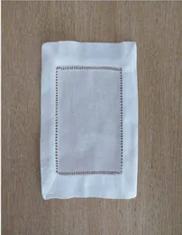 White LinenCotton Hemstitched Cocktail Napkins 5 PCS 6quot X 6quot Ladder Hem Stitch Cloth Napkin Coasters4163067