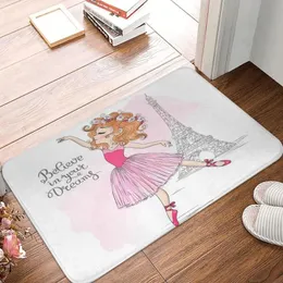 Teppiche Teppiche Ballett Mädchen schöne Fußmatte Schlafzimmer Willkommens Matte Eingangstür Boden Wohnzimmer Eiffelturm Antislip Teppich