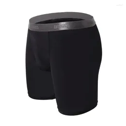 Underpants Youth Training Sports Boxer Shorts Ice Silk 6-inch Long Legs Pants Men's Bottoms Panties Teenagers Sexy U Convex Pouch Underwear