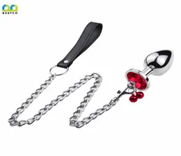 Stainless Steel Leash Chain Anal Plug With Bells Stimulate Butt Massage SM Adult Erotic GSpot Sex Toys for WomenMan 18 B ESTCO 7631225