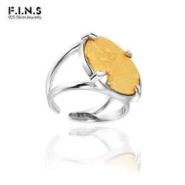 FINS 925 Srebrna zmarszczka nierównomierna pierścień podwójny kolor okrągły palec wskazujący punkowy rock kobiety biżuteria 231220