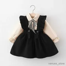 Mädchenkleider Prinzessin Neugeborene Baby Mädchen Baby Bowknot Kinder tragen neue Herbst Girls Hosentender Kleider Langarmes Hemd zwei Kleider