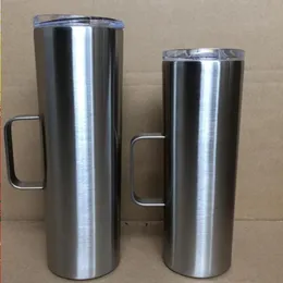 20oz 30 oz de copo magro com alça de alça a vácuo aço inoxidável xícara reta 30 onças de café caneca com tampa 30 onças de bebida A07 SWCPC