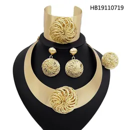 Yulaili New Nigerian Wedding African Bridal Dubai Jewelry Sets for Women Golden and Silver Big Necklass Earrings Bracelet Ring2046