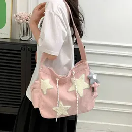 Flickor söta stjärntryck axelväskor kvinnor japansk casual mode crossbody väska y2k streetwear tygväskor för college student 231221