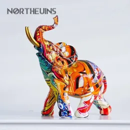 Resina trasferimento colorato figurine ad elefanti stampati ornamenti artistici moderni feng shui home interio