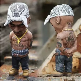 Ornamentos de resina Objetos Figuras do hip hop Rapper engraçado Bro Figure Set para esculturas externas de decoração de decoração da festa