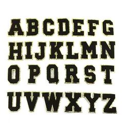 Letras pretas com brilho de tecido de glitter dourado Bordado de toalha Rainbow Gritt Alfabeto Ferro na Nome do adesivo DIY 8391851